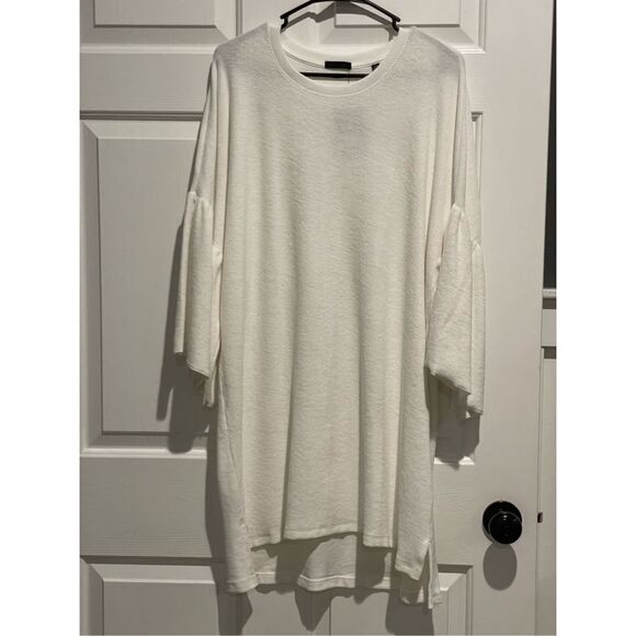 NWT ATM Anthony Thomas Melillo White Lightweight Terry Ruffle Sleeve Dress Med - Picture 1 of 12